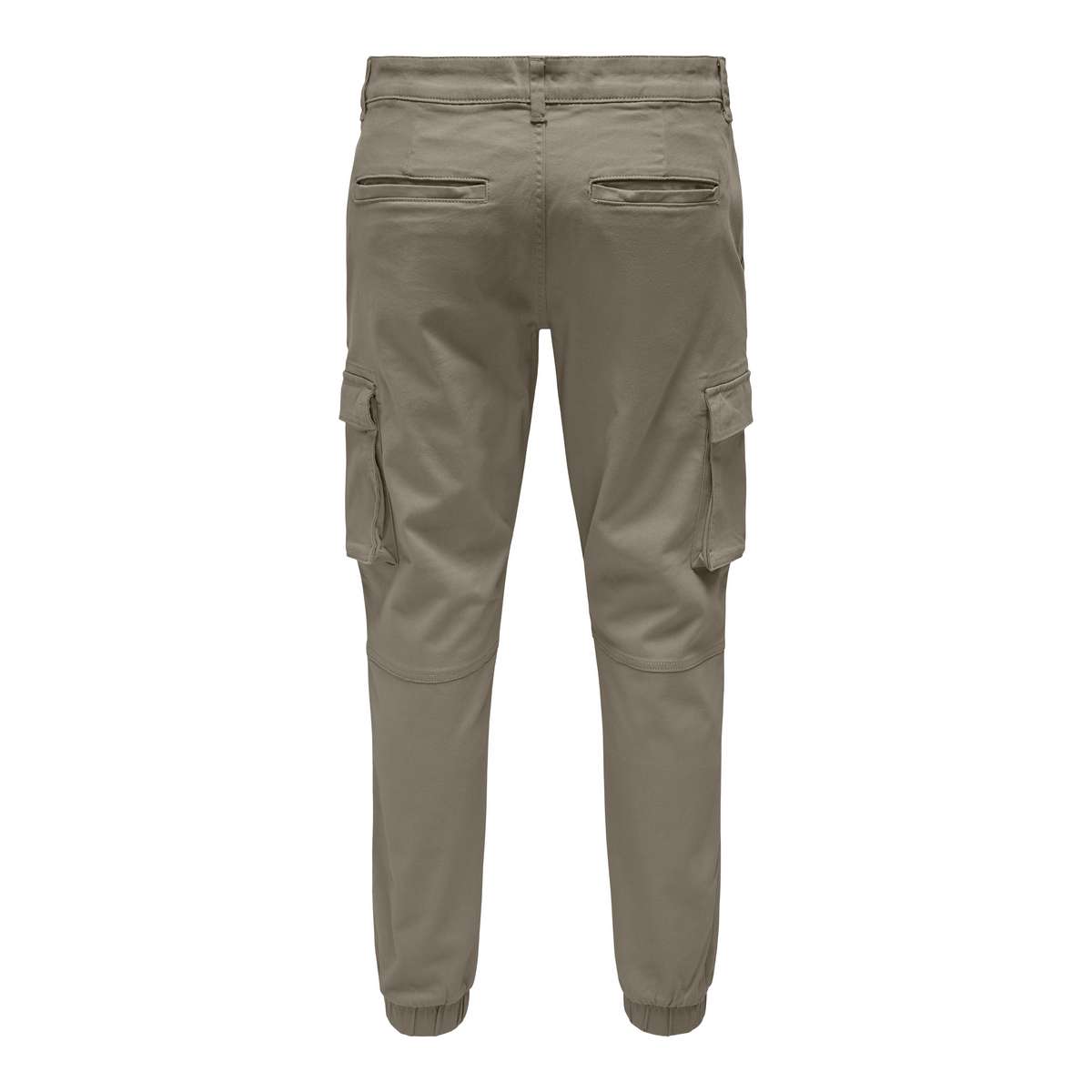 ONLY & SONS MEN΄S TAPERED FIT COTTON ELASTICATED HEMS TROUSERS 22016687 FALCON BROWN - Καφέ - W33 L32
